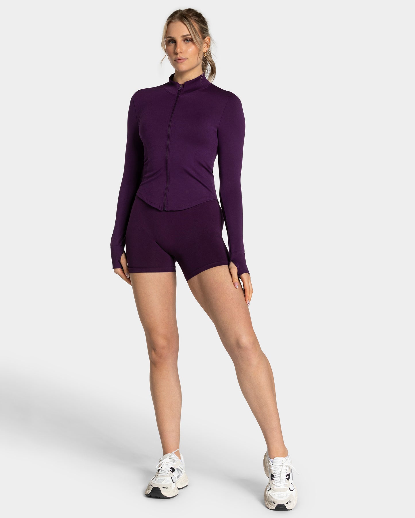Femme Shaping Zip Jacke "Aubergine"