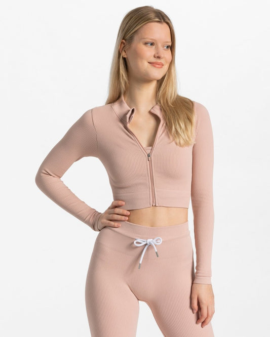 Ribbed Zip Jacke "Altrosa" - TEVEO